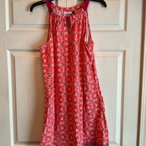 Coral Patterned Sleeveless Shift Dress
